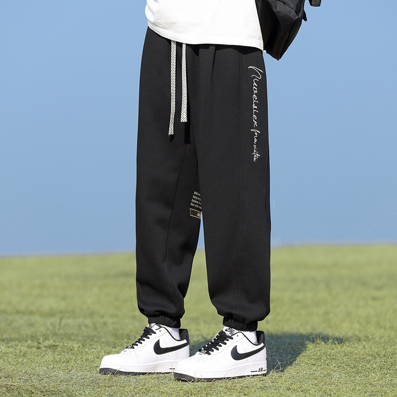 American casual pants men's loose ankle-tied plus size sports trousers 2024 new spring fashion brand sweatpants men