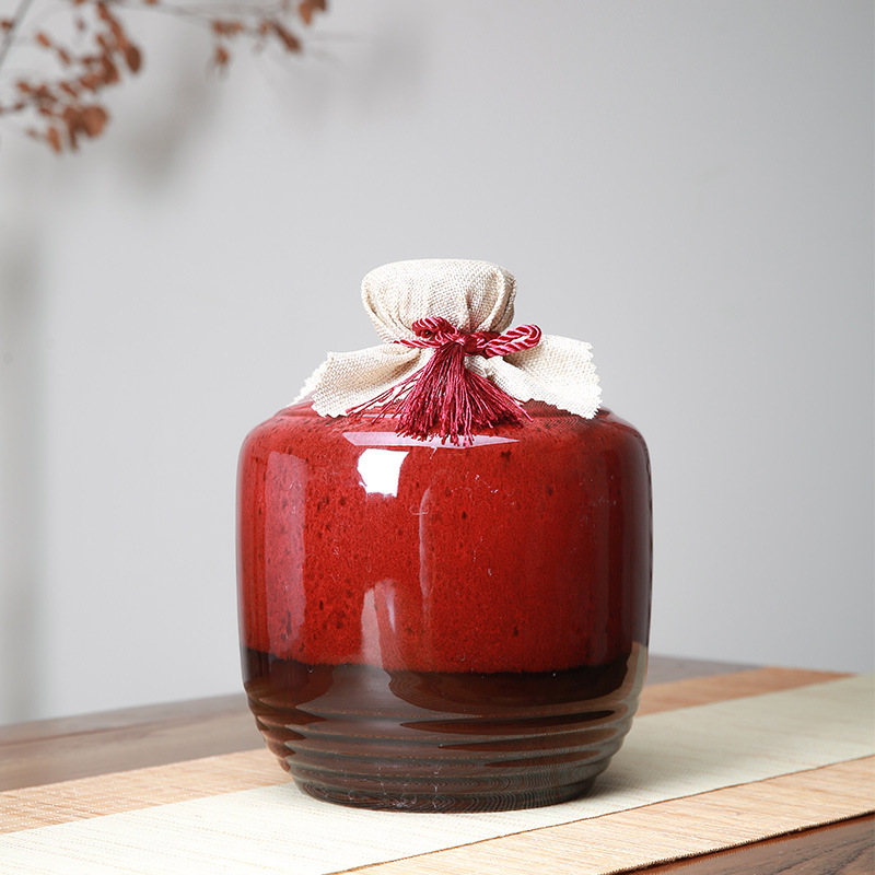 Factory wholesale in stock Yixing ceramic wine bottle five Jin sealed wine jar Yixing clay wine set