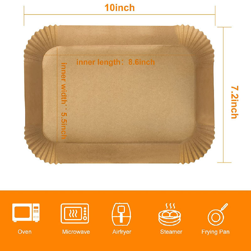 Source Factory Rectangular Air Fryer Special Paper Food Grade Thickened Baking Oven High Temperature Resistant Silicone Oil Paper Tray