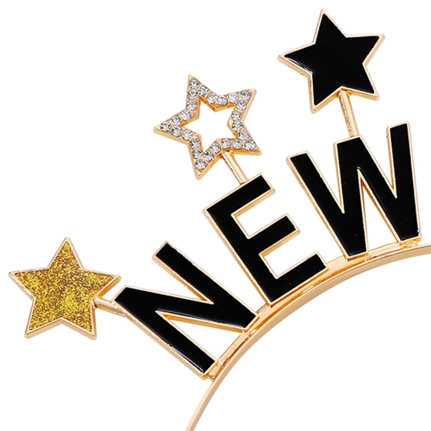 Cross-Border New Happy New Year Oil Dripping Star Letters New Year Party Girls Decorative Headband