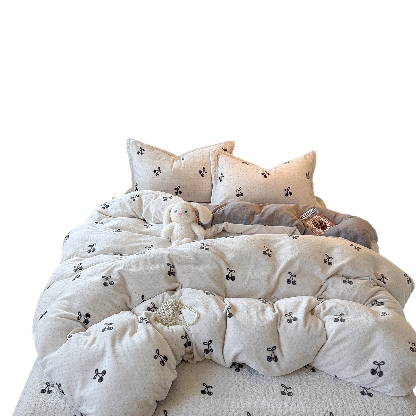 Soft and Cozy~ Autumn and Winter Bed Cover Set, Milk Velvet Four-Piece Set, Simple and Fresh, Girly Style, Fleece-Lined, Thickened, Warm Velvet 4