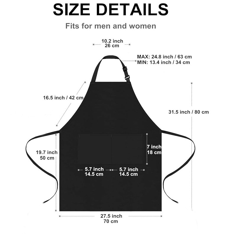 Amazon cross-border polyester cotton neck adjustable apron custom logo waterproof and oil-proof kitchen restaurant work clothes women