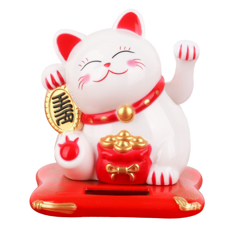 2.5inch Solar Fortune Cat Automatically Waving Car Porch Opening Gift Creative Ornaments Cross-Border Wholesale