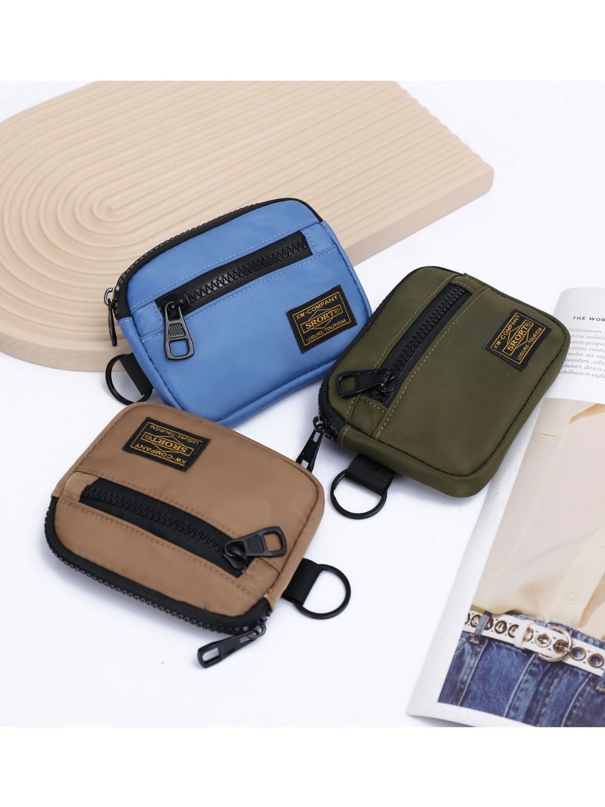 Fashionable Oxford Cloth Coin Purse Men's and Women's Workwear Style Portable Small Card Bag Casual Multi-Functional Headphone Bag Hanging Bag