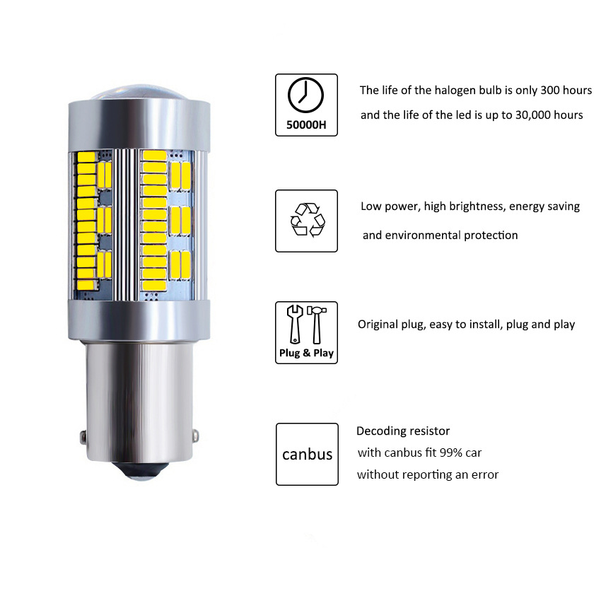 New Car Led Turn Signal 7440 3014 105Smd 1156 Decoding Anti-Stroboscopic Tail Light Reversing Light