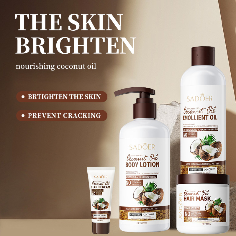 Full English Sadoer Coconut Moisturizing Care Set Body Lotion Shampoo Shower Gel Cross-Border Foreign Trade Wholesale