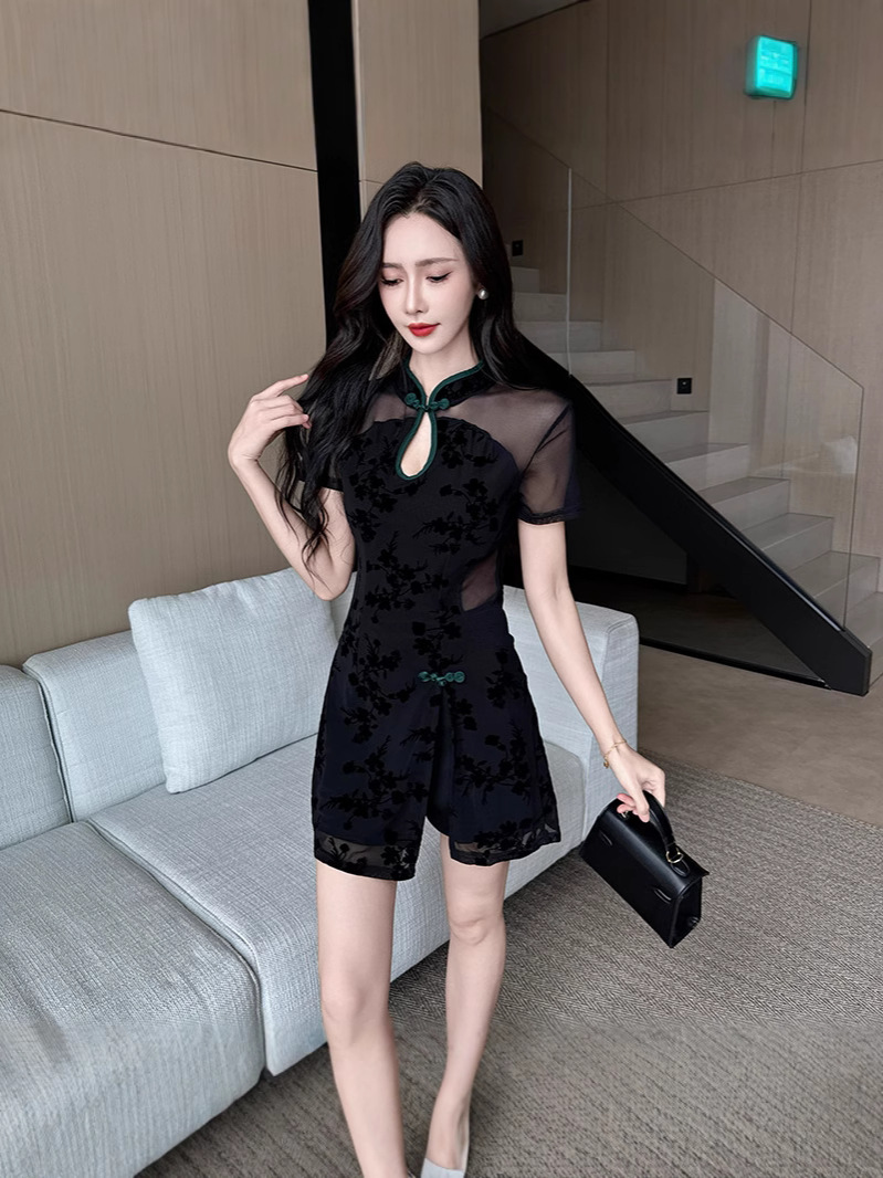 2671 New Style Chinese Style Cheongsam Sauna Nightclub Technician Short Skirt Nightclub Sexy Dress