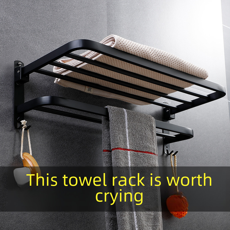Thickened 304 Stainless Steel Towel Rack Punch-free Bathroom Towel Rack Bathroom Rack Toilet Towel Rack