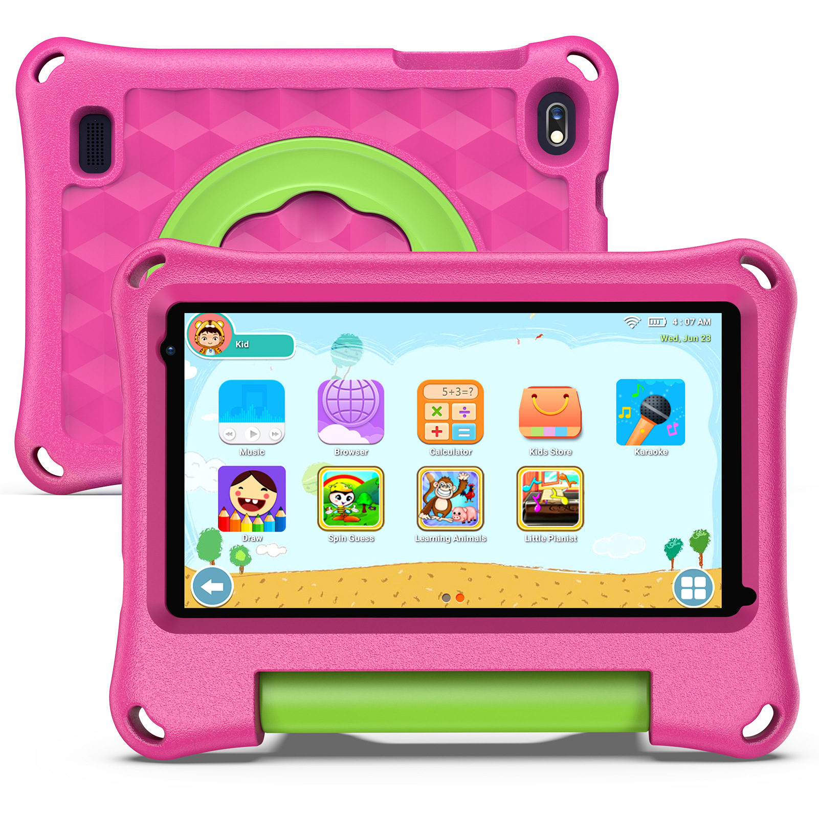 Spot Cross-Border Supply 7inch Educational Kidsren's Tablet with Protective Silicone Cover 360-Degree Rotating Handle Bracket