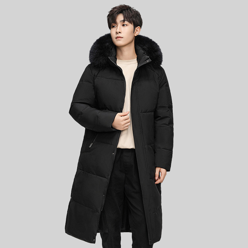 Big Wool Collar Hooded Sports Students Winter Training Long Down Jacket Workwear National Team Sports Institute Coat Customization