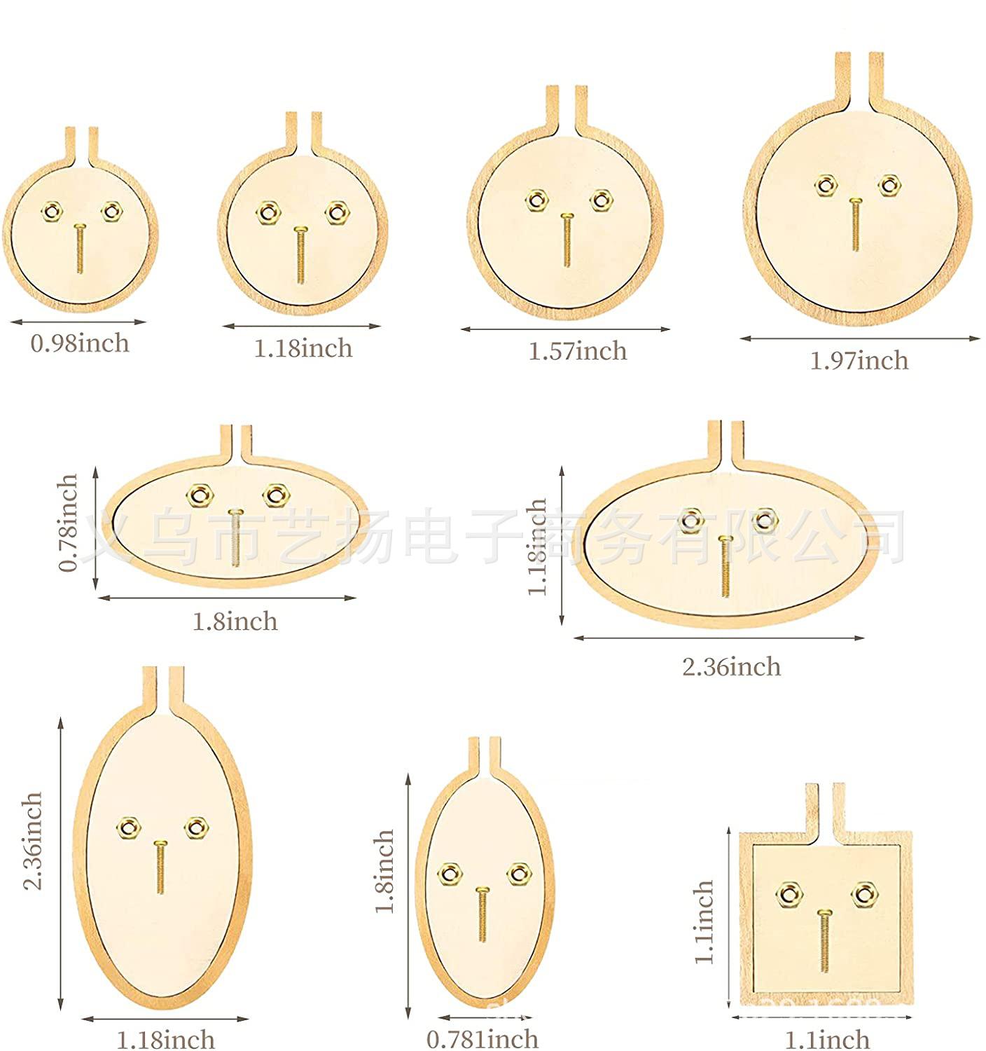 Wooden Mini Small Embroidery Stretch Jewelry Cross Stitch Fixed Frame Round Oval Photo Frame Jewelry DIY Embroidery Frame Embroidery Hoop