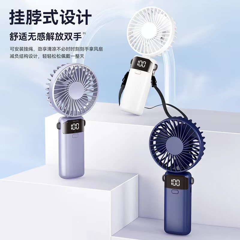 New Cross-Border Handheld Small Fan, Portable Foldable Neck-Hanging Desktop Aromatherapy Stand USB Small Fan Wholesale