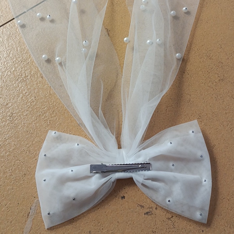 New Foreign Trade Super Fairy Pearl Bow Small Veil License Wedding Dress Elegant Girl Top Clip Hairpin Hair Accessories