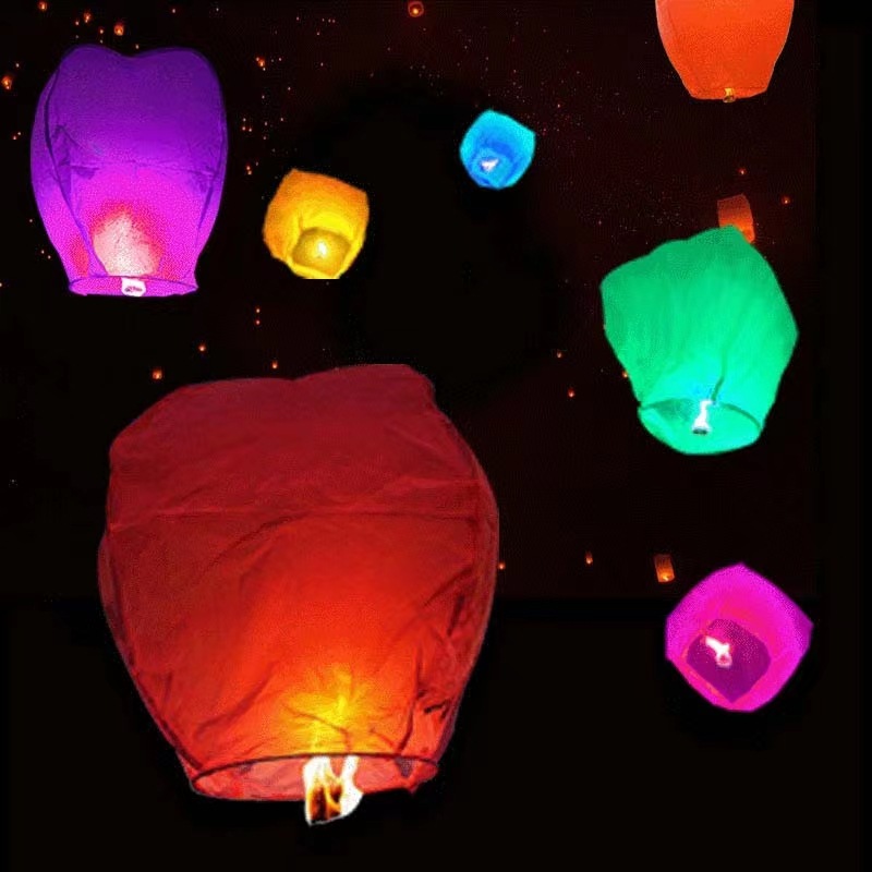 Kongming lantern manufacturers new large romantic color picture blessing creative flame retardant sky lantern wishing lamp foreign trade wholesale