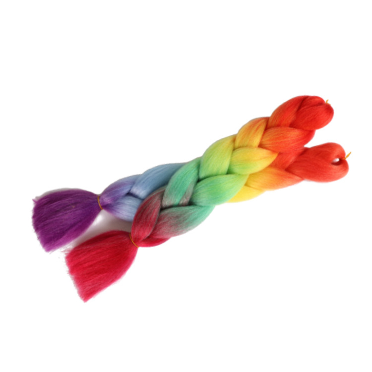 Big Braid Two-Color Factory High Temperature Wire Dirty Braid Colorful Gradient Boxing Braid Loose Braid Jombobraidhair