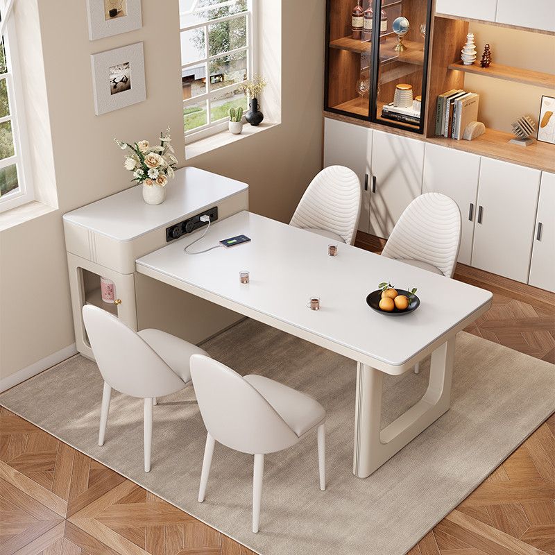 Многофункциональный, полностью складной, маленький островной обеденный стол, современный минималистичный дизайн, стол из массива дерева и стулья, маленький островной стол