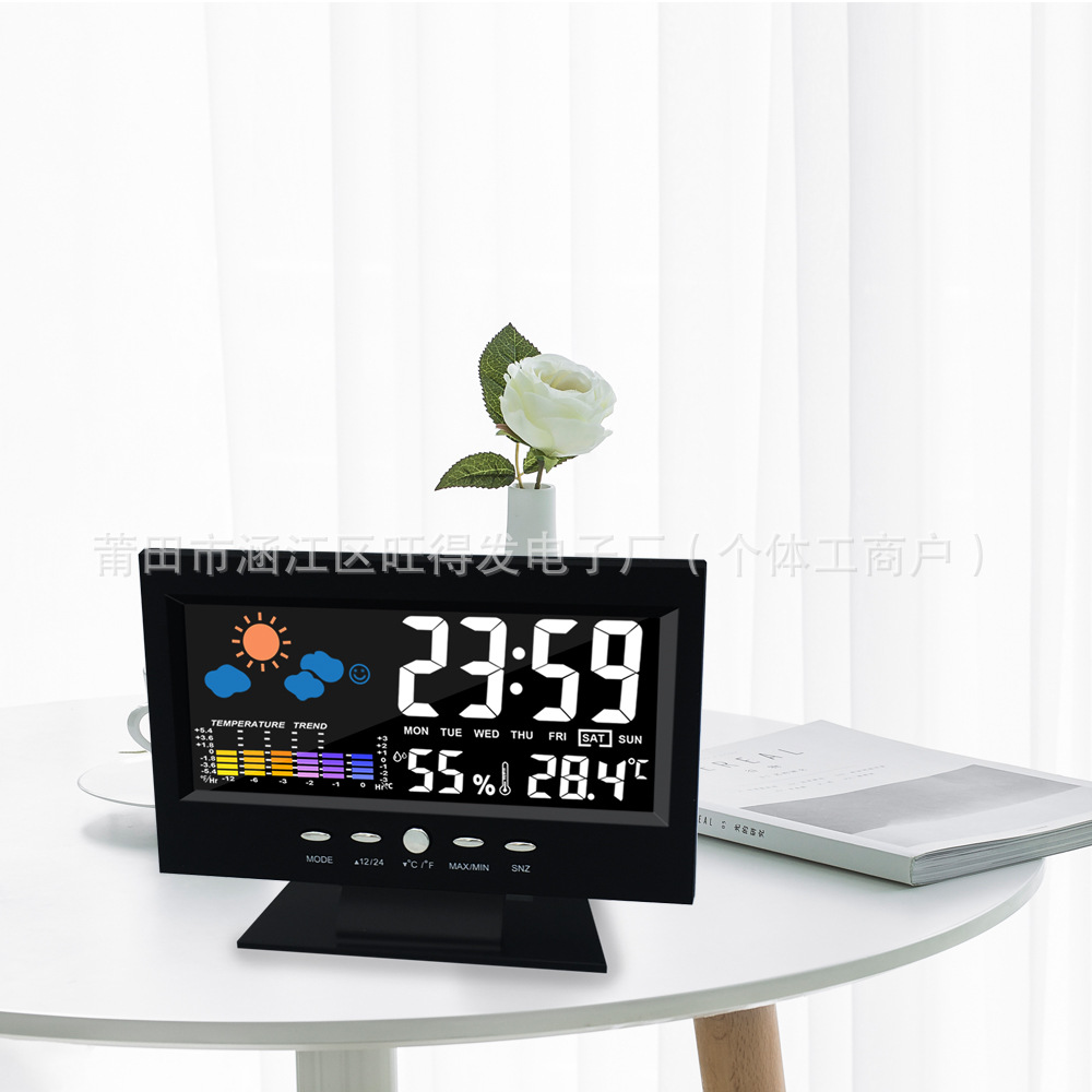 Intelligent Multifunctional Luminous Alarm Clock Weather Color Screen Home Electronic Clock with Perpetual Calendar Desk Clock Weather Forecast Clock