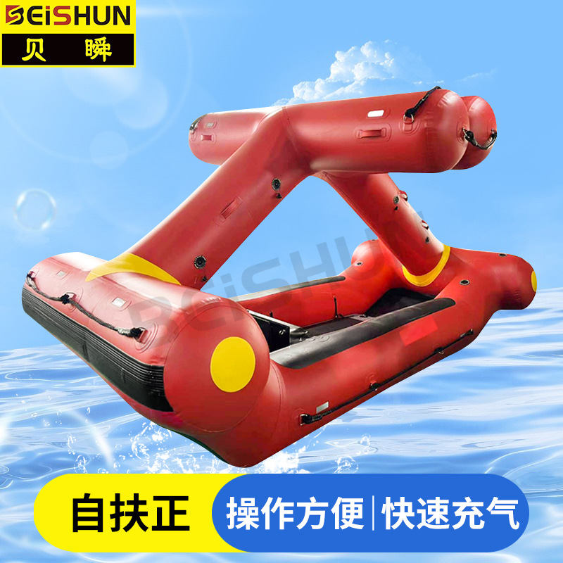 Self-Righting Lifeboat for Whitewater Areas, Flood Prevention and Rescue Boat, Water-Based Inflatable Transport Boat, Rubber Boat
