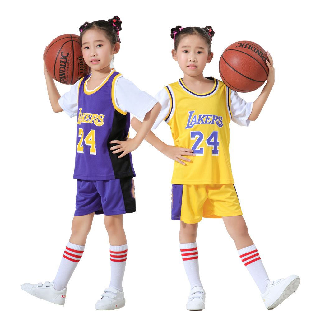 Children's Basketball Clothes Set Boys Kobe Jersey Short-sleeved Women's Summer Kindergarten Competition Training Sportswear