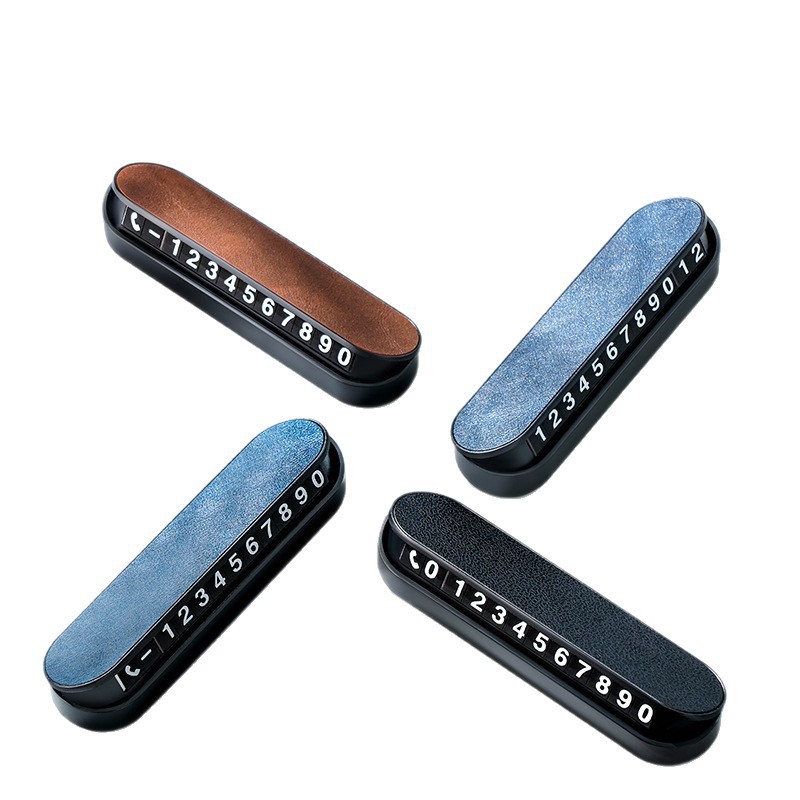 New Leather Temporary Parking Sign Car Mobile Phone Moving License Plate Number Holder Classy Car Interior Supplies