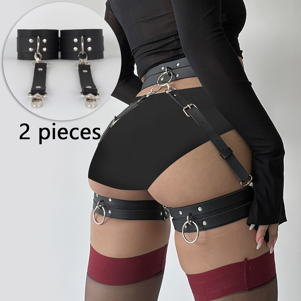 Amazon Cross-Border Bundle Leather Bondage Leg Ring Gothic Sexy Party Waist Display Belt Belt Ready Stock