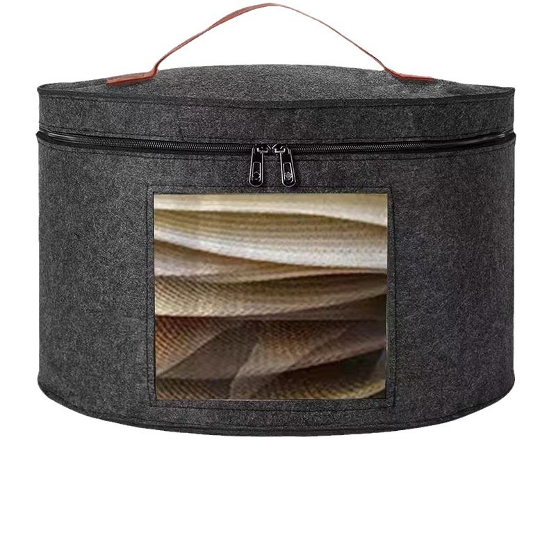 Amazon's New Felt Barrel Hat Storage Bucket Clothing Storage Bag Portable Travel Storage Box with Lid
