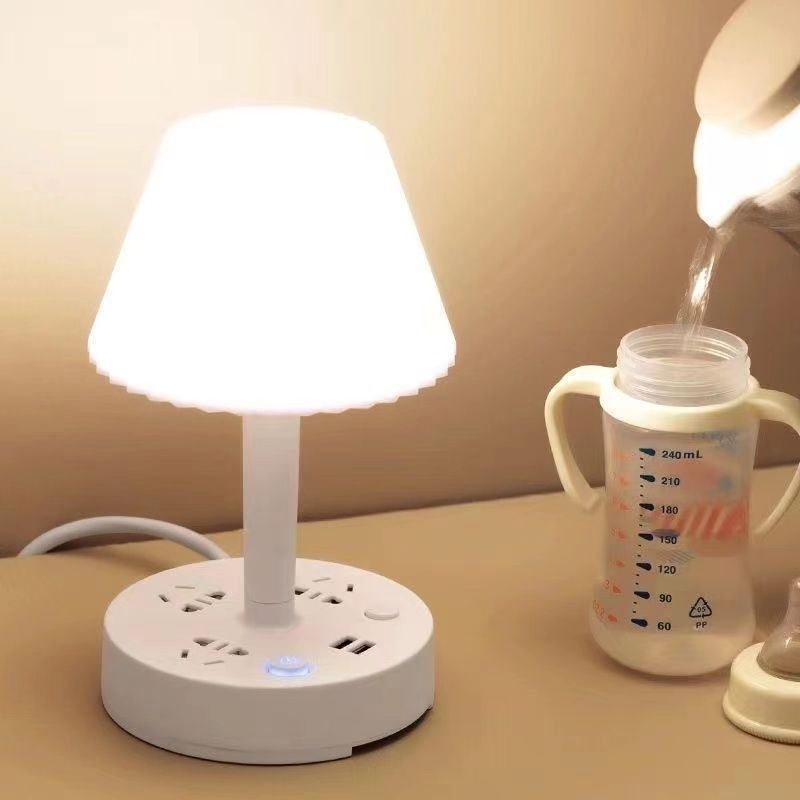 Multifunctional LED Desk Lamp Socket Porous with USB Home Bedroom Bedside Lamp Student Dormitory Plug-in Wiring Board