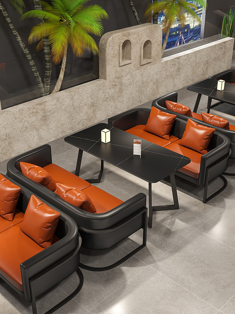 Cafe Bistro Sofa Clear Bar Color Matching Tea House Bar Music Bar Table and Chair Combination Card Seat Sofa Barbecue Shop