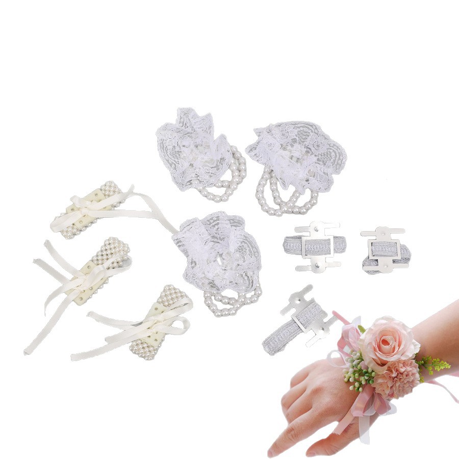 Poetry School Hot Sale Bridesmaid Wrist Flower High-end Sense Bracelet Hand Flower Pearl Chain Lace Strap Bride Wrist Flower