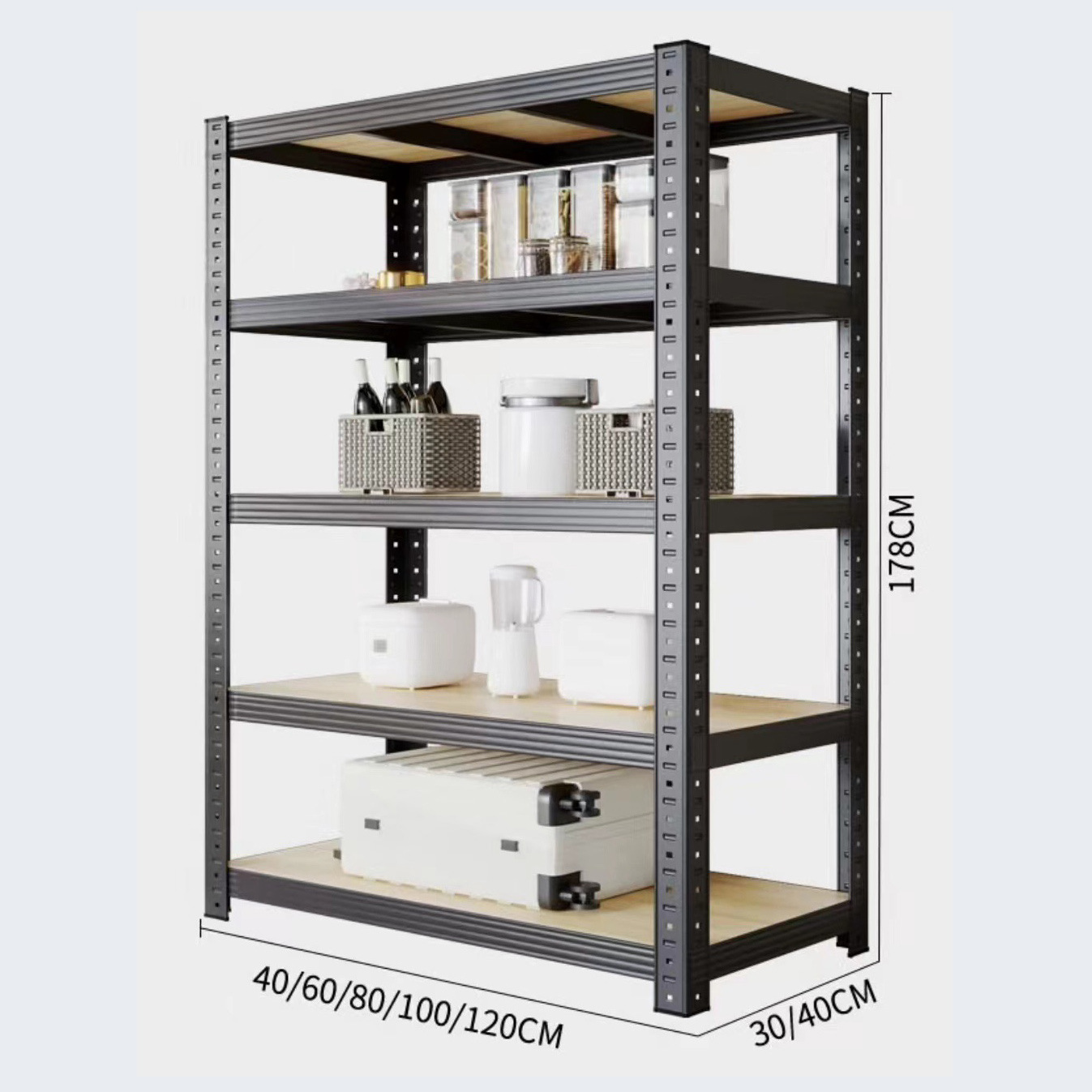 Shelf Storage Rack Floor Multi-layer Living Room Storage Rack Cabinet Storage Supermarket Storage Household Buckle Wood Board Iron Rack