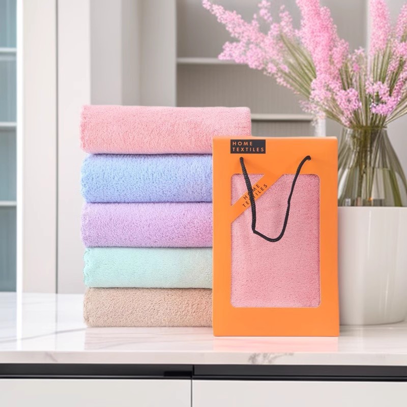 Customized Embroidered Coral Fleece Towel Single Piece Gift Box Gift for Birthdays, Weddings, Employee Benefits, Company Logo, Opening Gifts