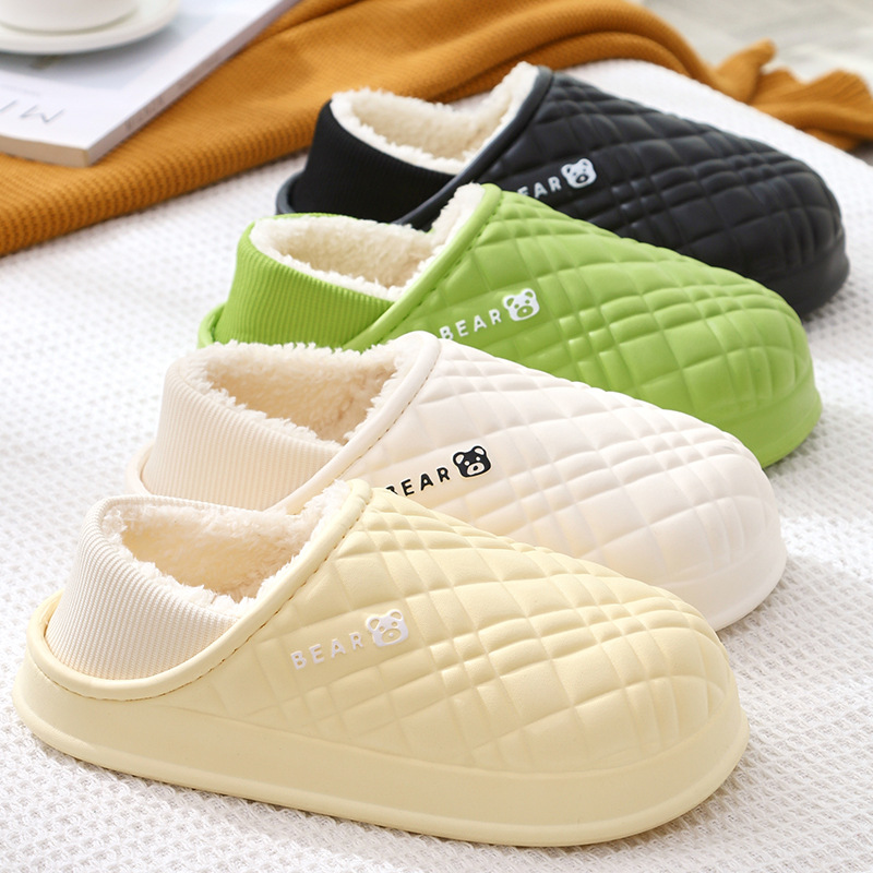 New Style Waterproof Quilted Cotton Slippers for Men, Autumn and Winter Indoor and Home Thick-Soled Non-Slip Cotton Slippers for Women