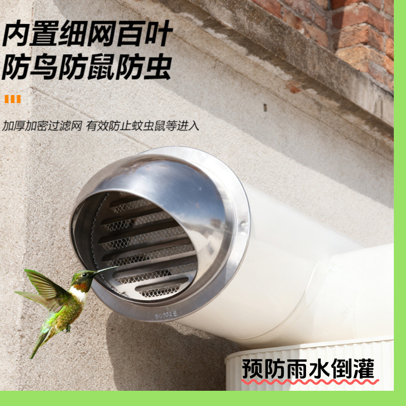 304 Stainless Steel Vent Cap Spherical Ventilation Fan for Exterior Wall Air Vent, Range Hood Exhaust Outlet, Bathroom