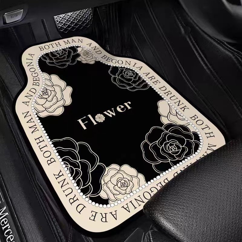 European and American car mat ring velvet universal car mat black and white light luxury non-slip wear-resistant car carpet mat