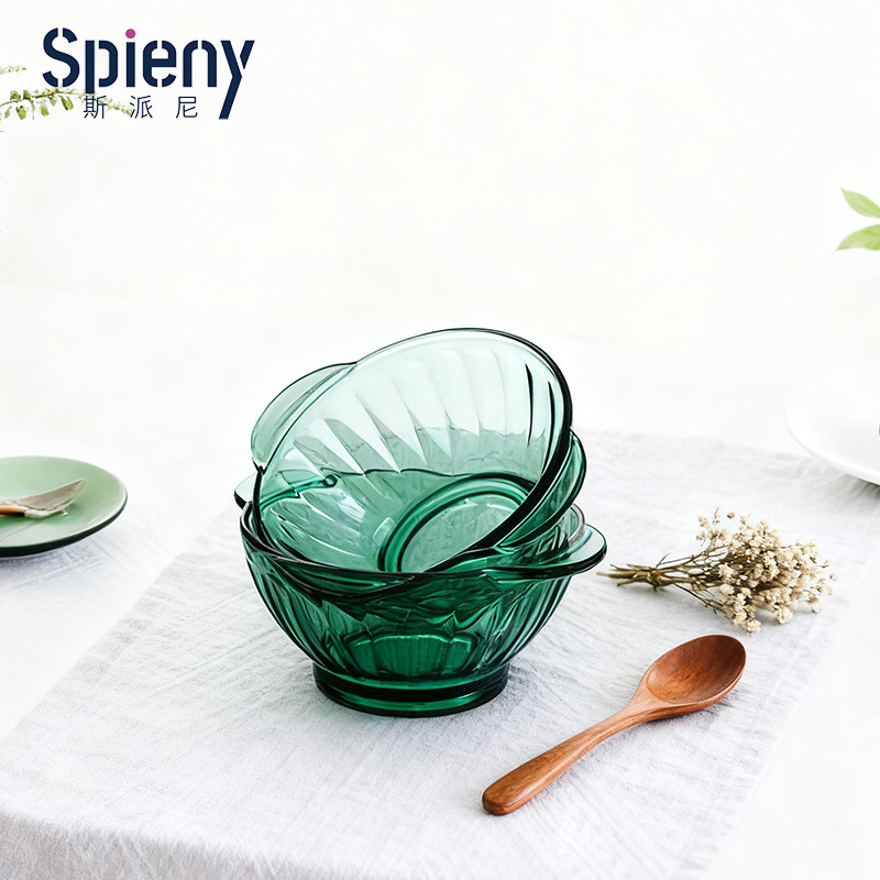 Spiny Qianchuan Lake Green Series High Borosilicate Glass Heat-Resistant Glass Cup Rice Bowl Deep and Shallow Plates Household Tableware Set