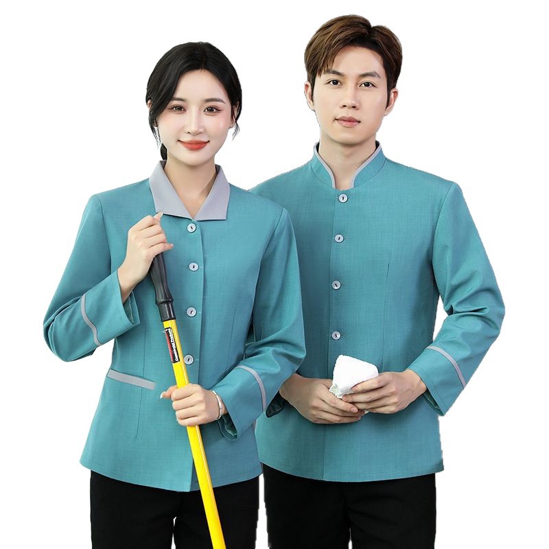 Cleaning Staff Long-Sleeve Work Uniform for Men and Women in Property Management, Community, Hotel, Guesthouse, Room Cleaning, and Housekeeping, Autumn and Winter Uniform