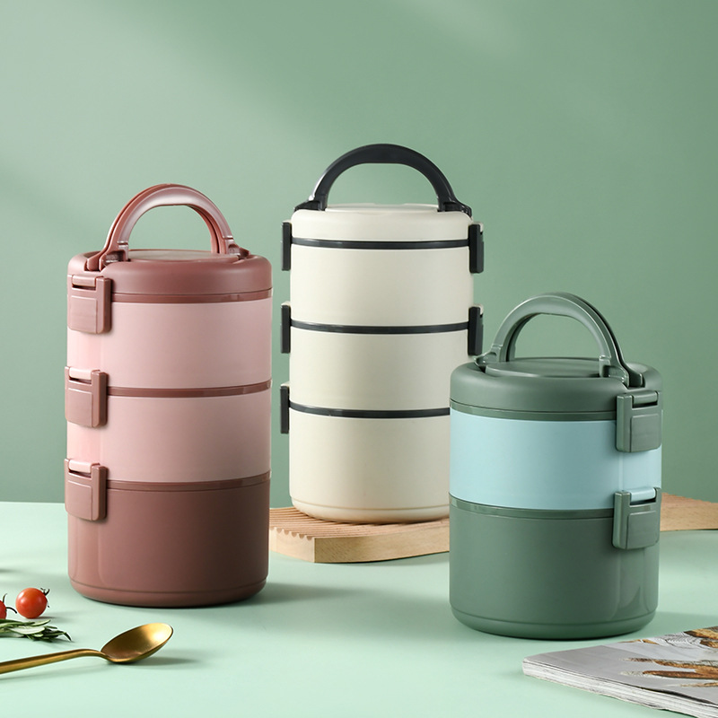 304 Stainless Steel Lunch Box Removable Inner Tank Induction Cooker Heating Multi-Layer Insulation Lunch Bucket Bento Box for Students and Office Students