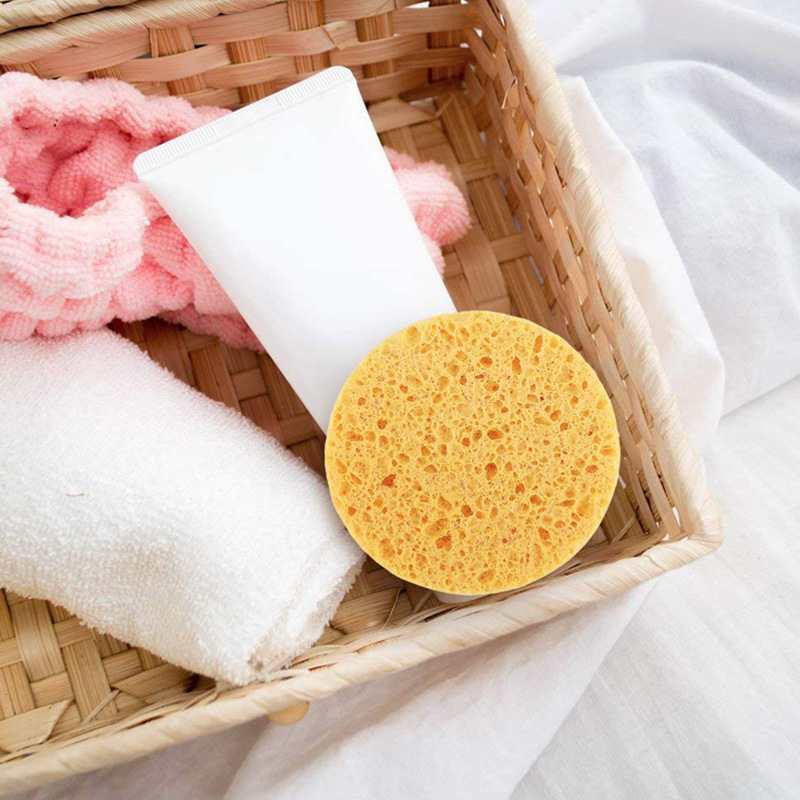 Factory Direct round skin color wood pulp face washing sponge cleaning makeup remover face puff natural compressed wood pulp cotton face washing puff