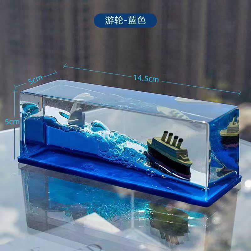 In-Stock Internet-Famous Cruise Ship Manufacturer Titanic Fluid Drift Bottle Desktop Decoration Ornament Gift Birthday Gift