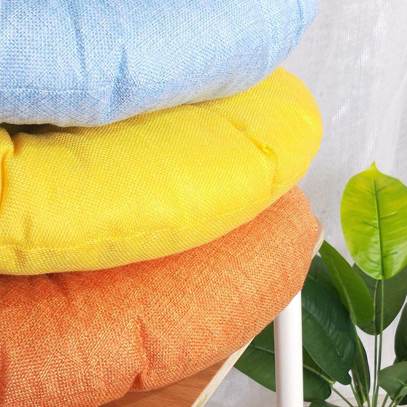 Cross-border Round Solid Color Imitation Linen Cushion Nordic Steamed Bread Cushion Fresh Japanese Futon Cushion Tatami Cushion
