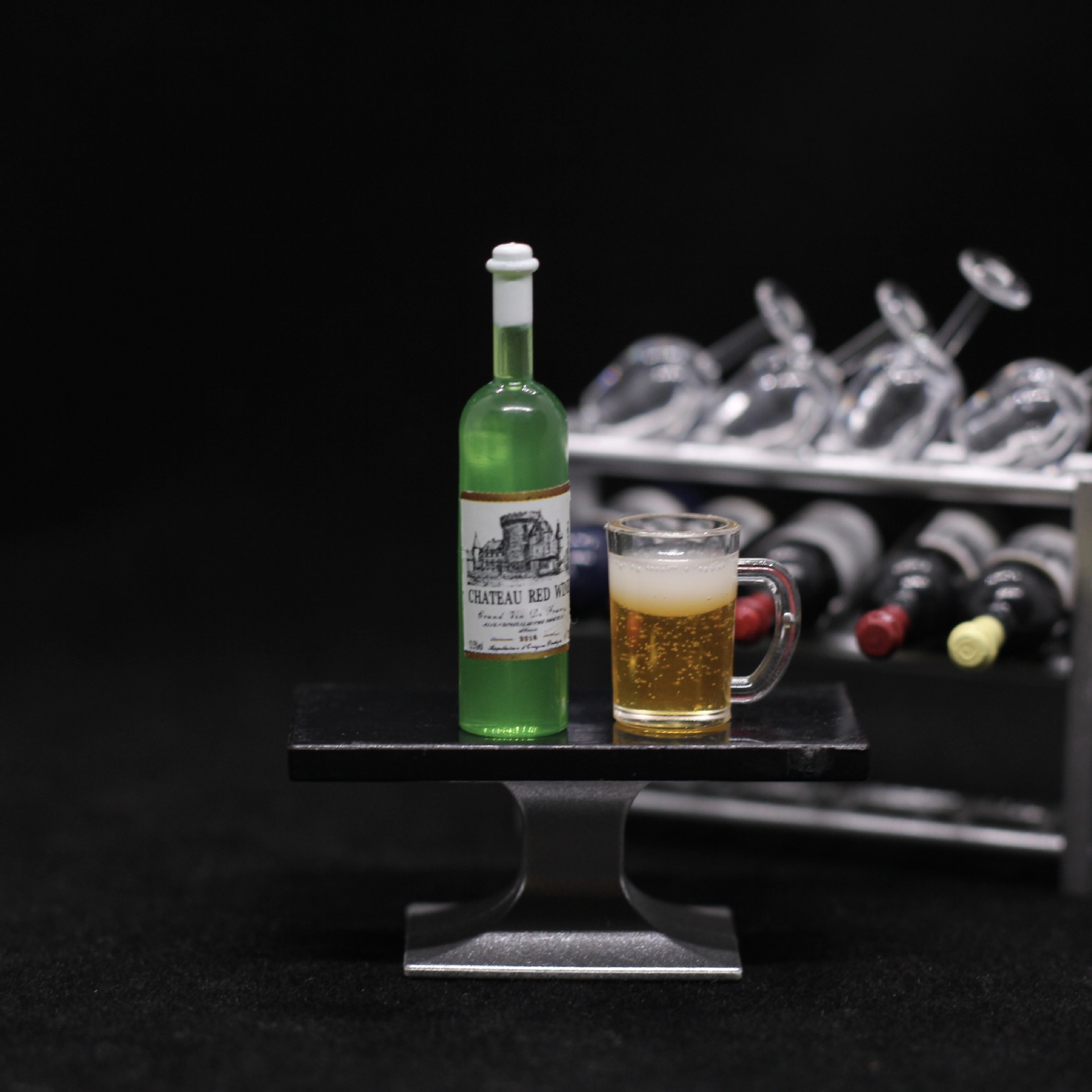 Miniature Mini Food Play Resin Red Wine Bottle Simulation Mini Doll House Accessories Beverage obll Pocket Creative