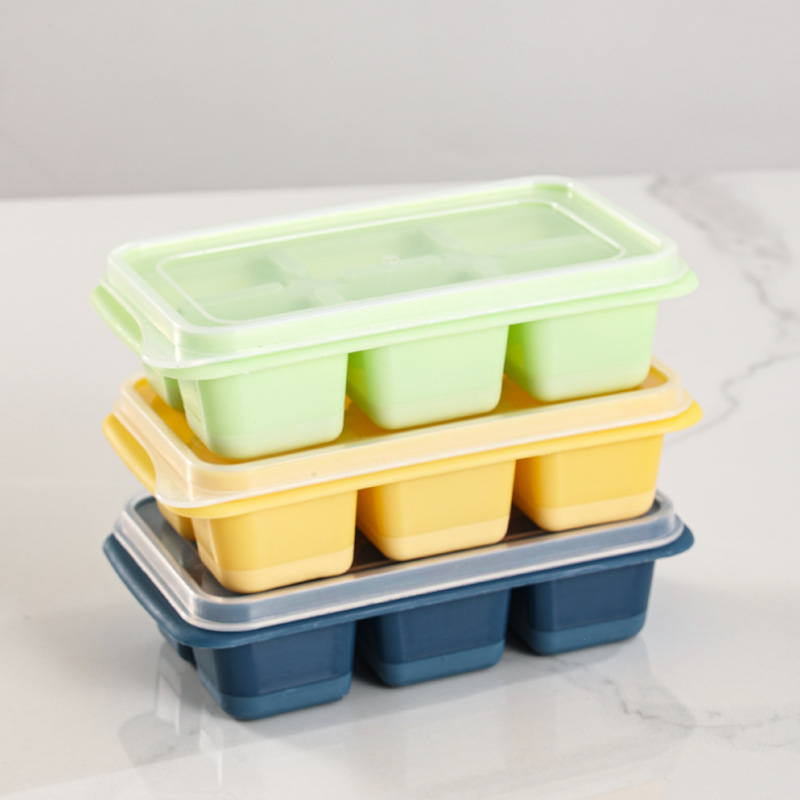 Summer frozen ice cube artifact ice mold 6 ice tray silicone with lid food grade refrigerator storage box ice tray wholesale