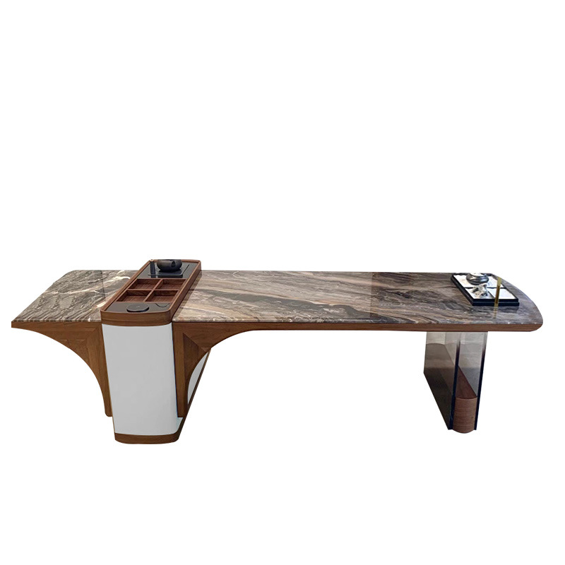 New Chinese Style Solid Wood Tea Table 2025 New Classy North American Black Walnut Slate Tea Table Modern Accessible Luxury Tea Table