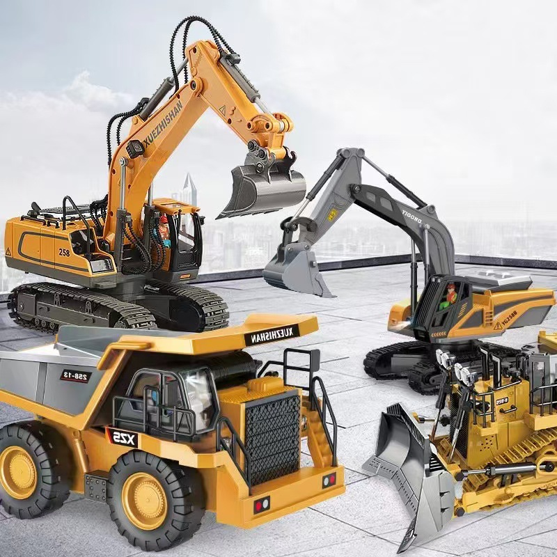 Customer order special cross-border 11-way large 2.4G alloy remote control excavator self-unloading earth-pushing project tank new toy