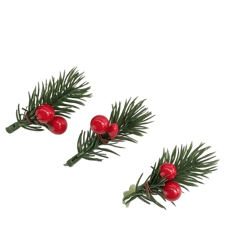 Cross-Border Amazon Hot Selling Artificial Bouquet Christmas Wreath Door Hanging Material Silver Fruit Cuttings Mini Pine Needles Berries
