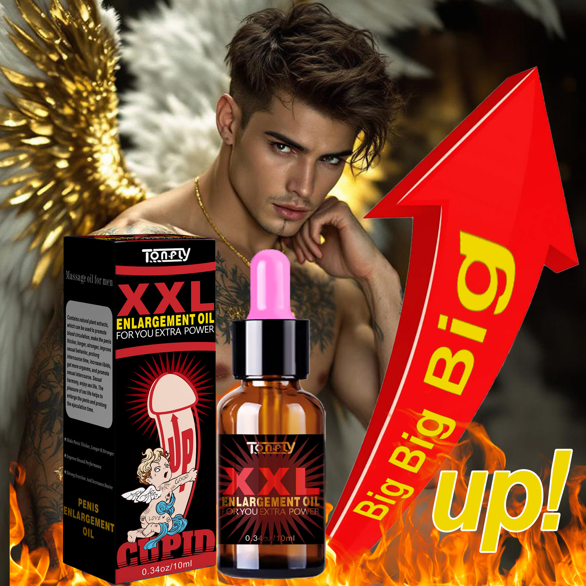 Tonfly Men's Private Parts Massage Care Essential Oil Body XXXL Men's Essential Oil 10ml Export Cross-Border Spot