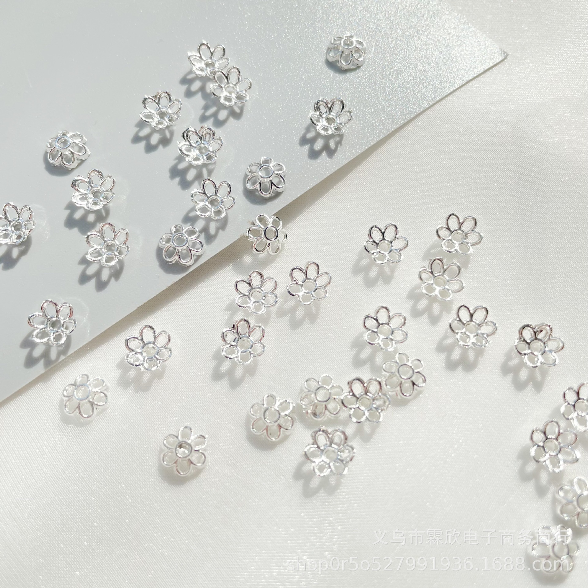 7mm alloy color retaining hollow six-petal torus cap spacer bead holder diy handmade bracelet earring pendant accessories spacer