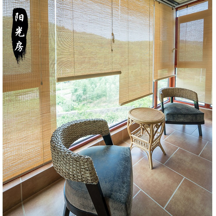 Bamboo Curtain Bamboo Curtain Bamboo Roller Curtain Bamboo Door Curtain Sunshade Sun Protection Study Balcony Tea Room Blackout Adjustable Bamboo Curtain