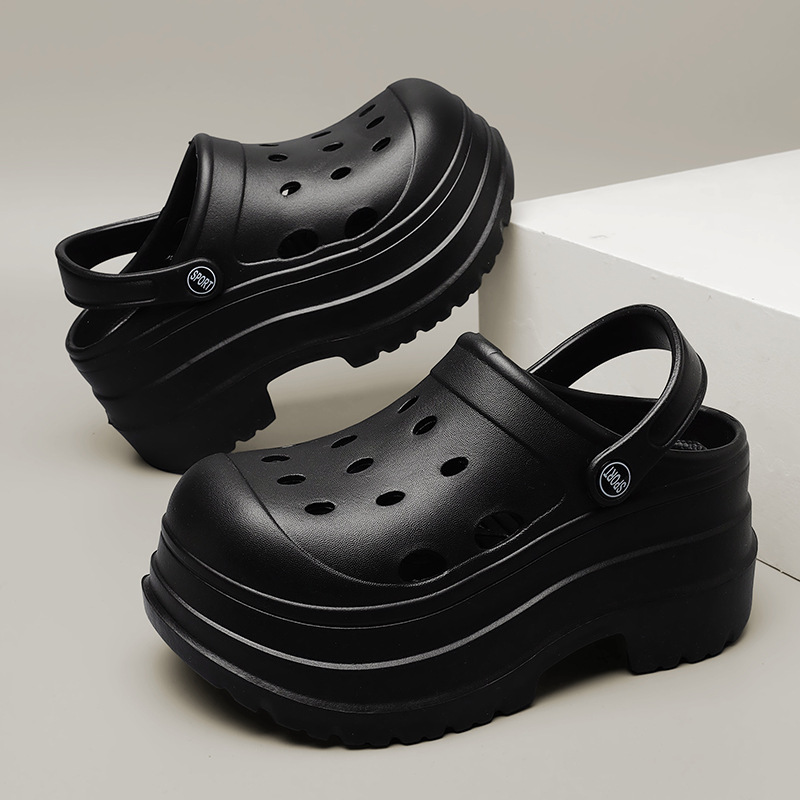 Two-Wear Summer Garden Thick-Soled Clogs, Toe-Toe High-Heeled Sandals, Outdoor Wear, Height-Increasing Beach Shoes, Slippers for Women