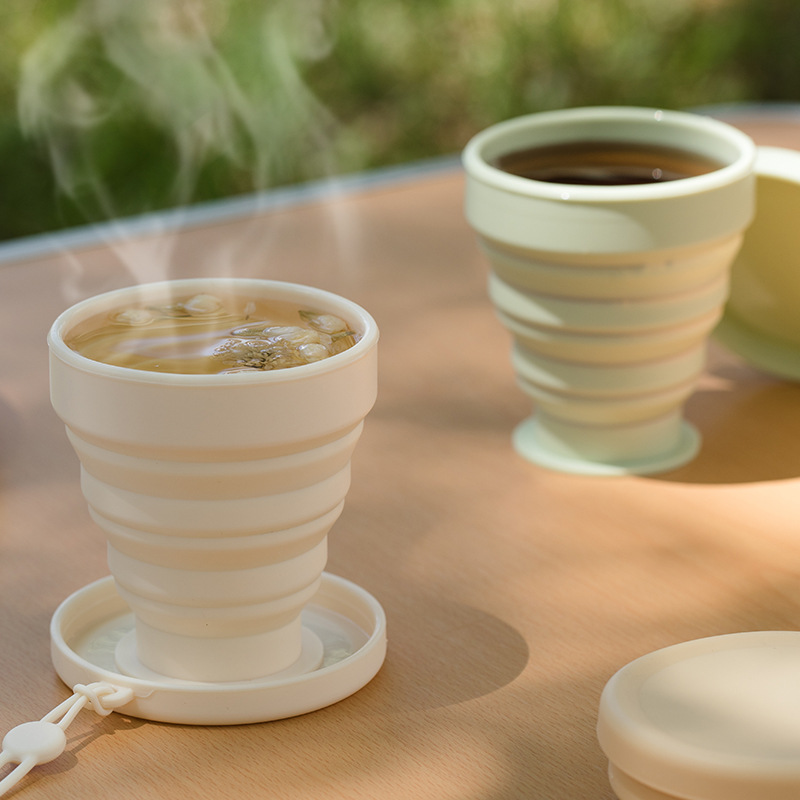 New Food Grade Full Silicone Folding Tie Water Cup Portable Travel Outdoor Camping Retractable High Temperature Resistant
